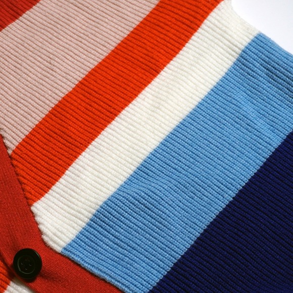 Angela Mele Milano Striped Wool Italian Cardigan Sweater Plus Size 2X XXL Winter - Picture 4 of 7